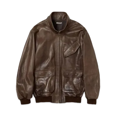 AURALEE Heavy Lamb Leather Zip Blouson "Dark Brown"