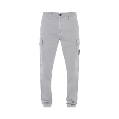 Stone Island 318L1 STRETCH BROKEN TWILL COTTON_'OLD' EFFECT_SLIM FIT "Pearl Grey"