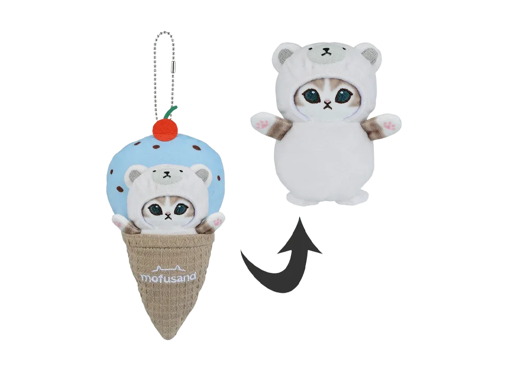 BANDAI "Ichiban Kuji" -mofusand ~Cool and Relaxing Time~- C Prize Cool Sweets Blanket Plush Mascot - Polar Bear Nyan