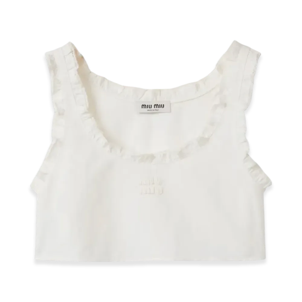 MIU MIU Women's Slubbed Canvas Top "Ivory"