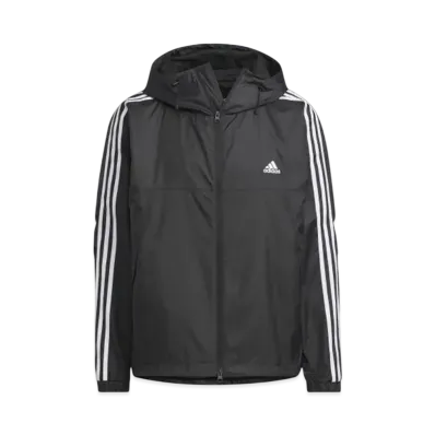adidas Essentials Plus Loose Fit Three Stripes Mesh Lined Windbreaker Jacket "Black"