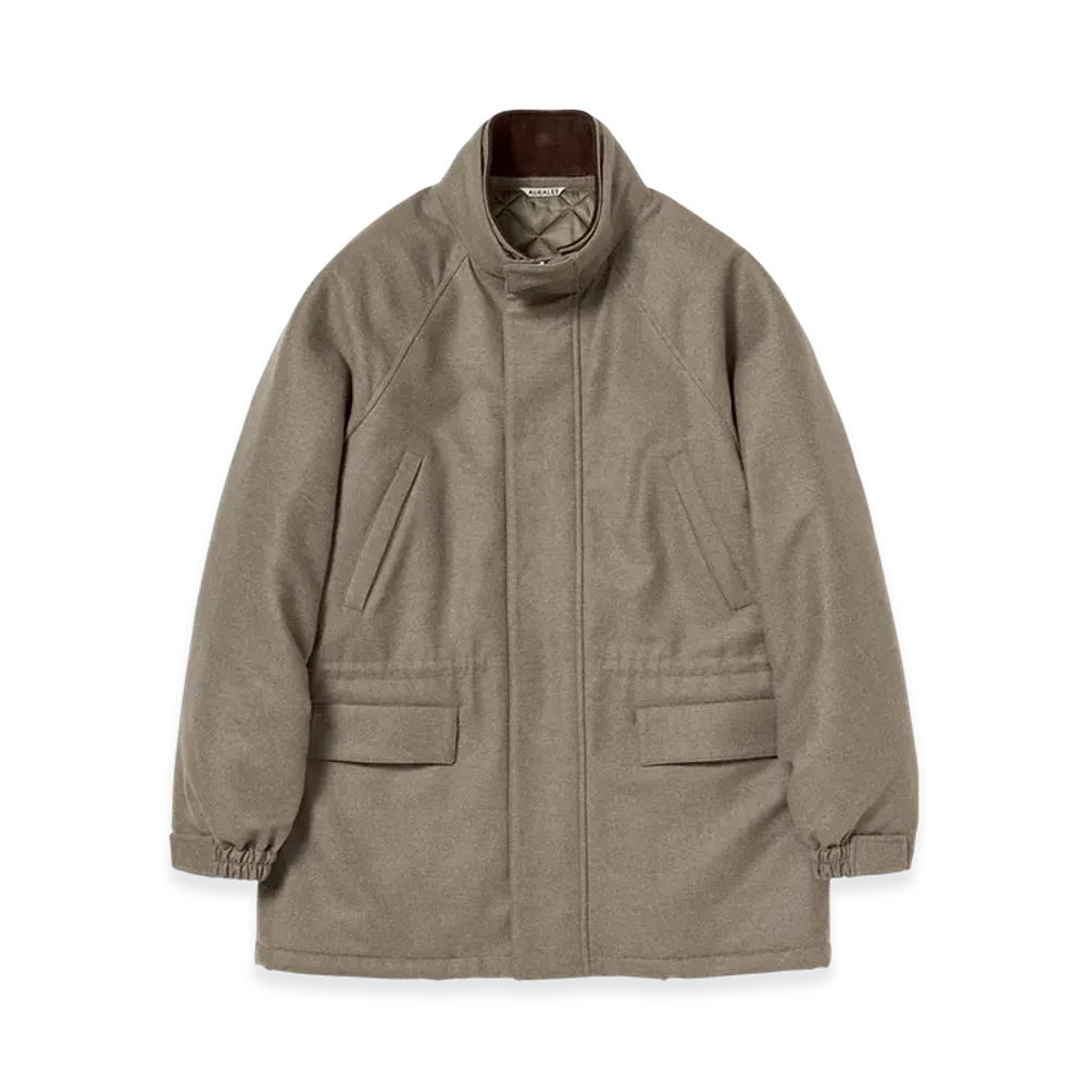 AURALEE Wool Fulling Flannel Padded Over Blouson "Top Brown"