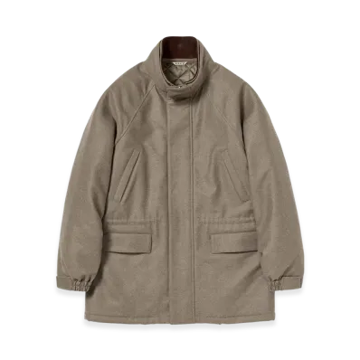 AURALEE Wool Fulling Flannel Padded Over Blouson "Top Brown"