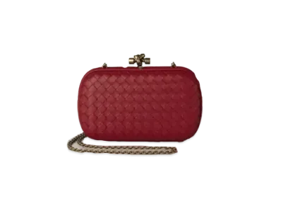Bottega Veneta Chain Knot Clutch "Black Rose"