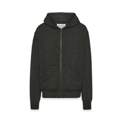 Maison Margiela Men's Decortique Cashmere Knit Hoodie "Dark Gray"