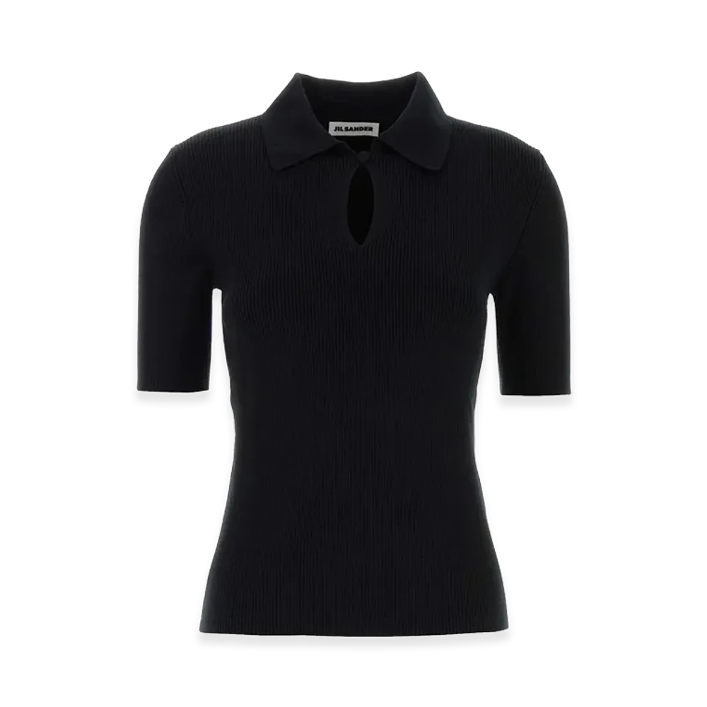 Jil Sander Women's Wool Polo Shirt "Black"