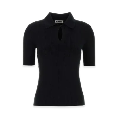 Jil Sander Women's Wool Polo Shirt "Black"