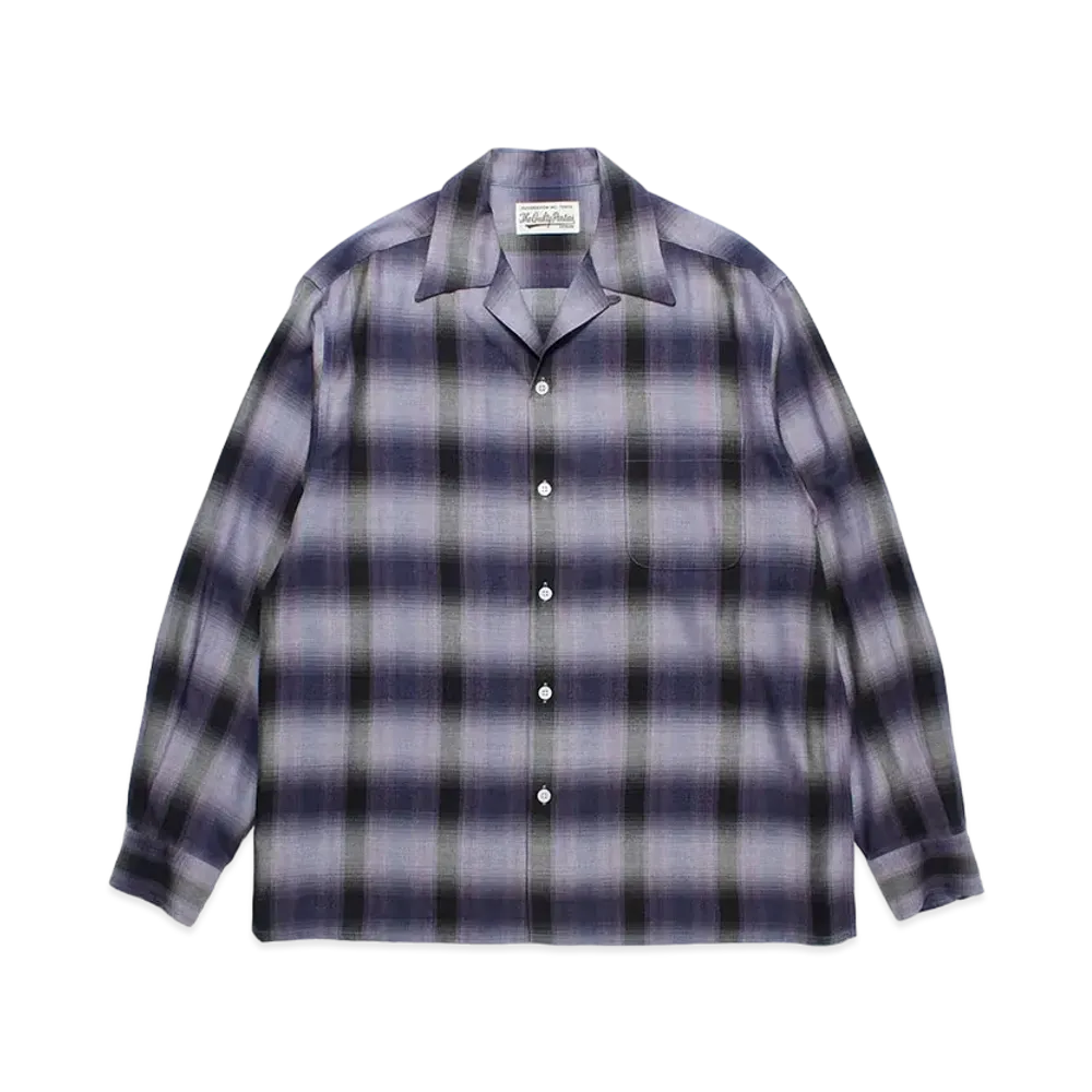 WACKO MARIA Check Open Collar Shirt "Purple"