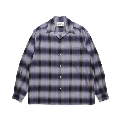 WACKO MARIA Check Open Collar Shirt "Purple"