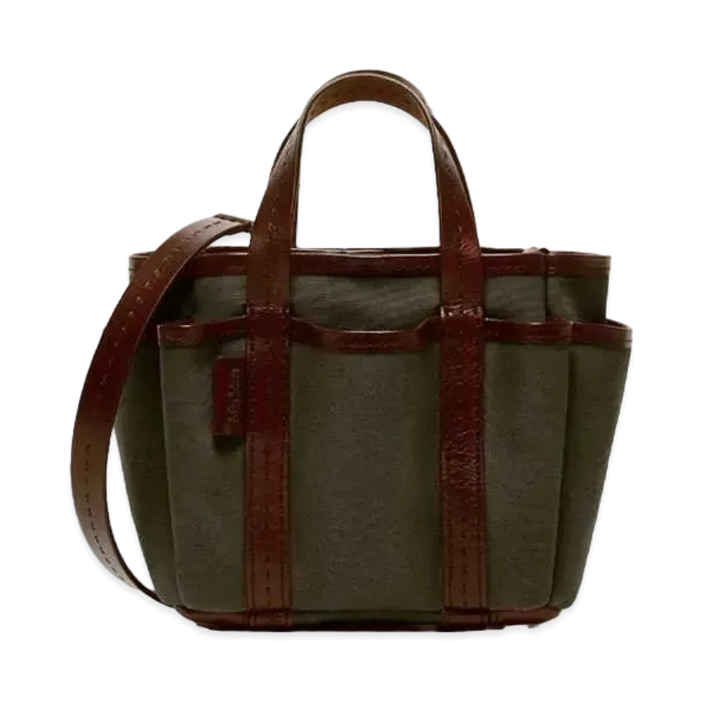 Max Mara Garden Hippo Canvas Mini Tote Bag "Dark Green"