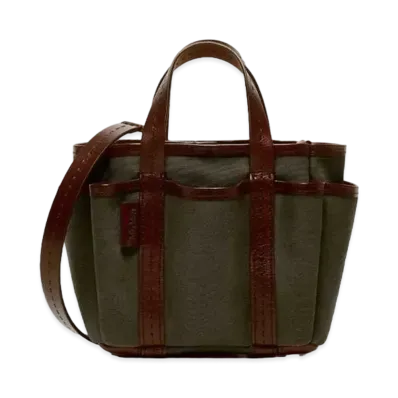 Max Mara Garden Hippo Canvas Mini Tote Bag "Dark Green"