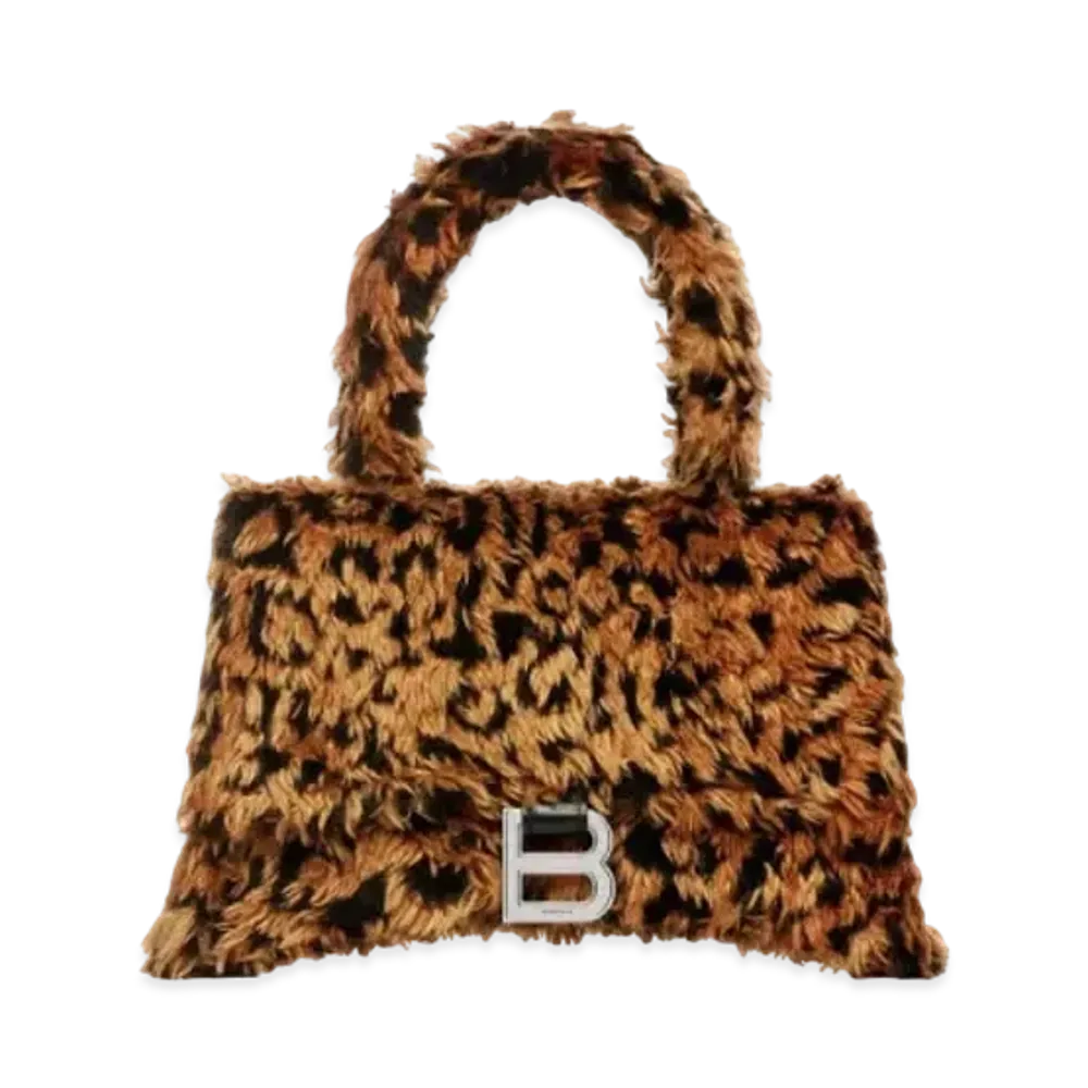BALENCIAGA Hourglass Leopard Print Small Strap Handbag