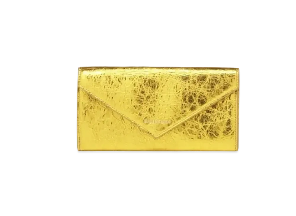BALENCIAGA Paper Metallic Paper Full-Zip Wallet "Gold"