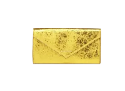 BALENCIAGA Paper Metallic Paper Full-Zip Wallet "Gold"