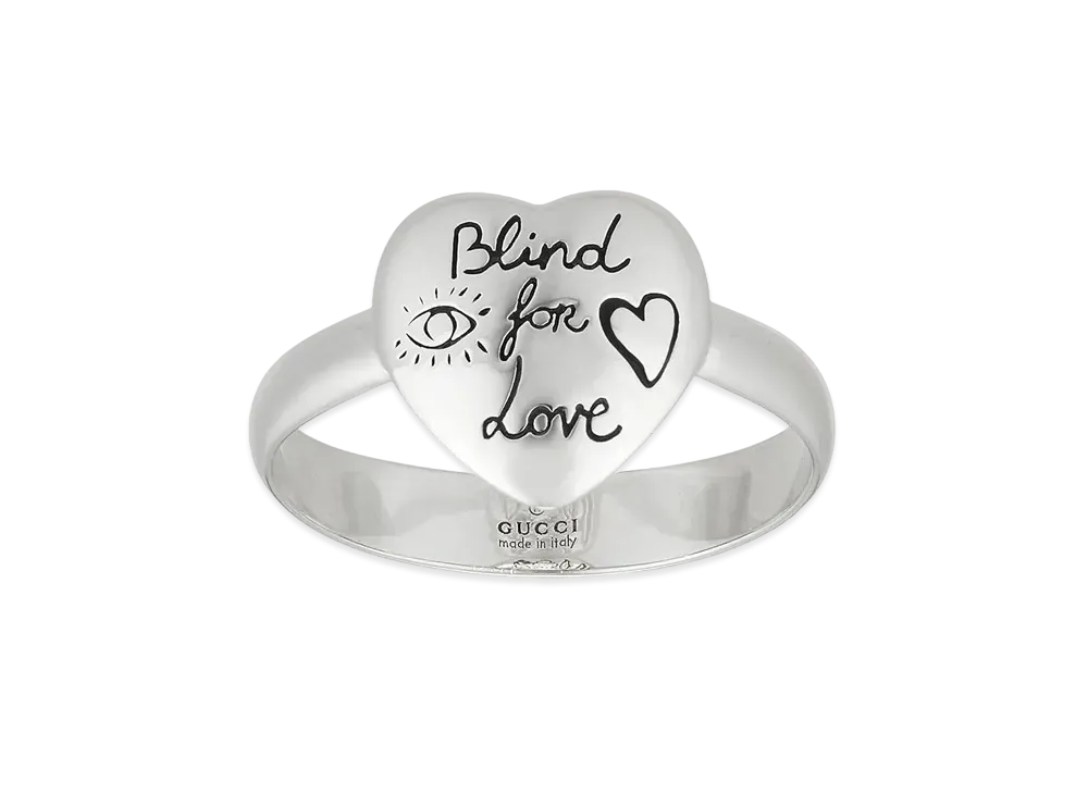 グッチ「ブラインド フォー ラブ」スターリング シルバー リング "シルバー" 499937 J8400 0701