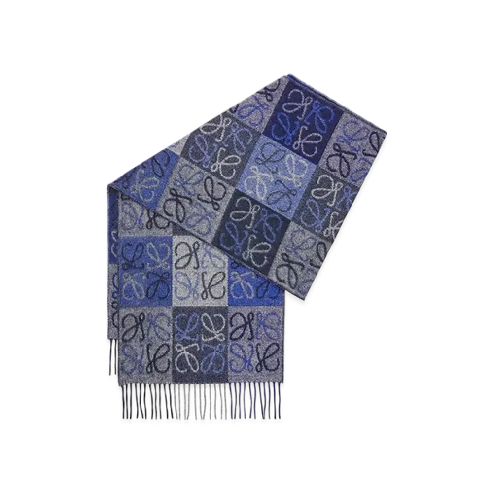 LOEWE Checkerboard Scarf "Blue"