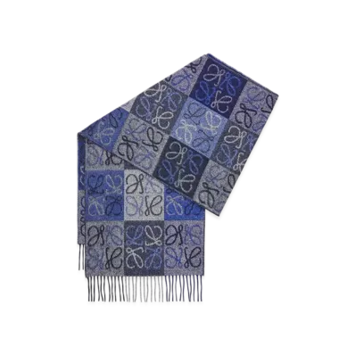 LOEWE Checkerboard Scarf "Blue"