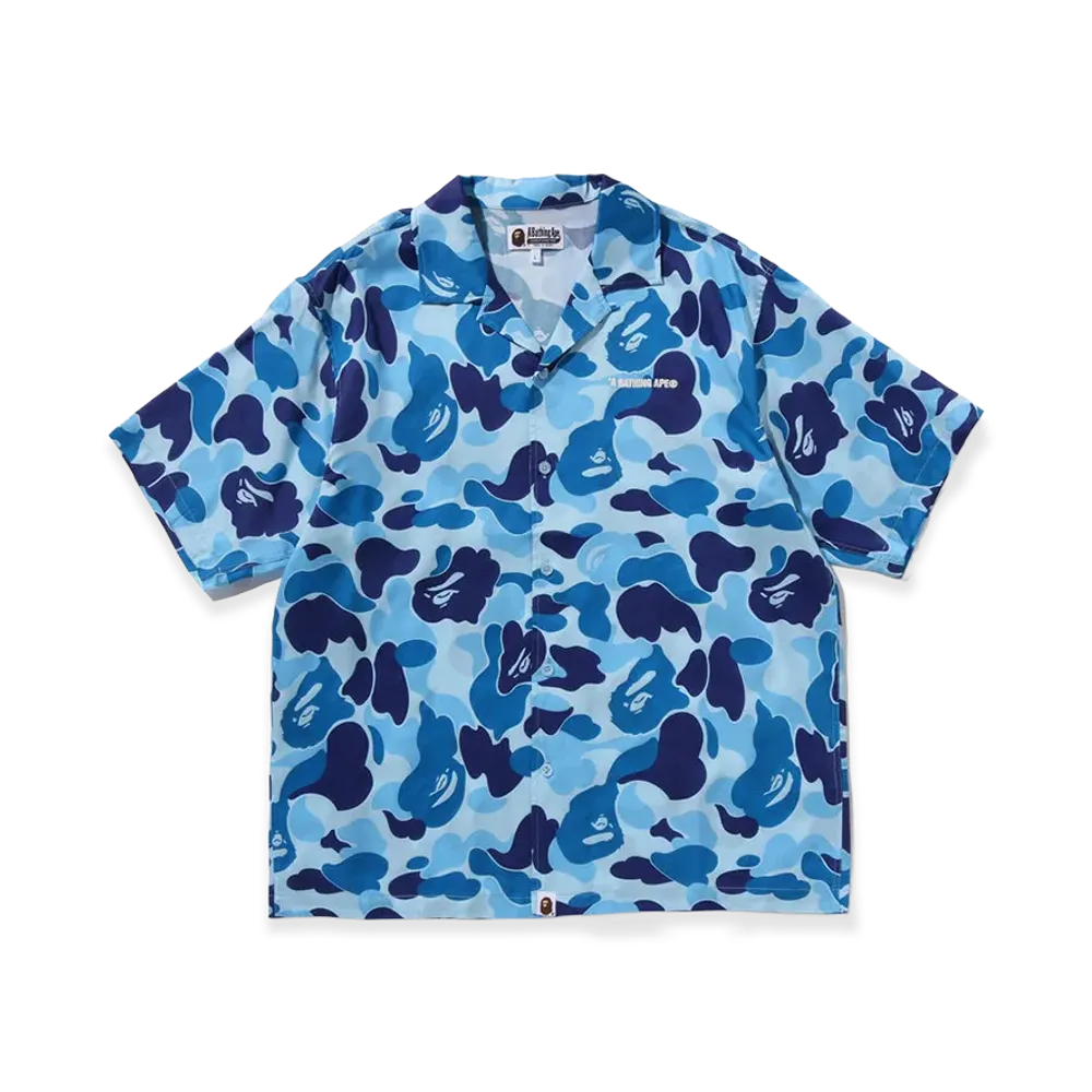 A BATHING APE ABC Camo Open Collar SS Shirt "Blue"