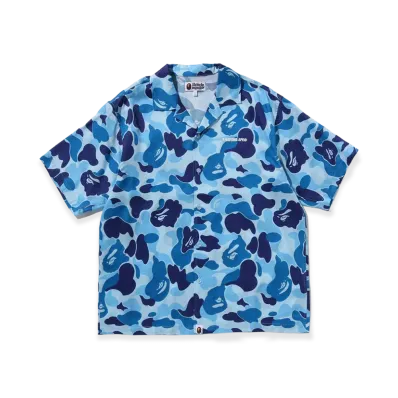 A BATHING APE ABC Camo Open Collar SS Shirt "Blue"