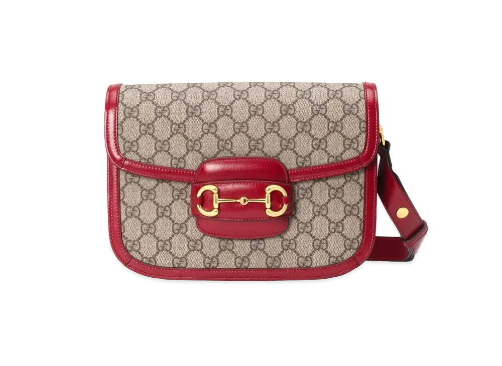 GUCCI Horsebit 1955 Shoulder Bag "GG Supreme/Red"