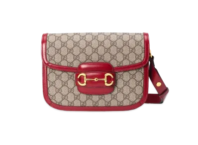 GUCCI Horsebit 1955 Shoulder Bag "GG Supreme/Red"