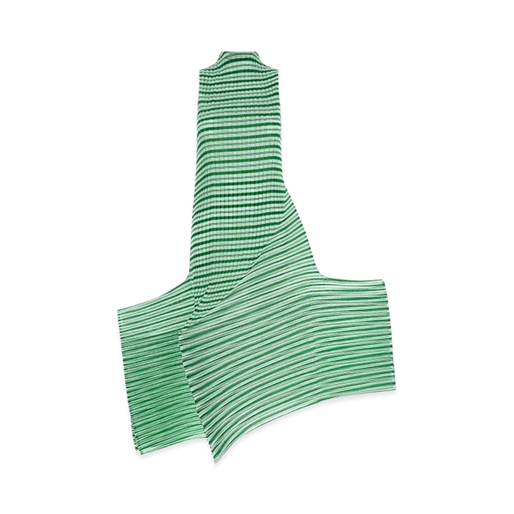 ISSEY MIYAKE Womens Generic Stripes Machine Pleats Dress "Green"