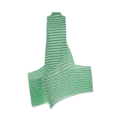 ISSEY MIYAKE Womens Generic Stripes Machine Pleats Dress "Green"