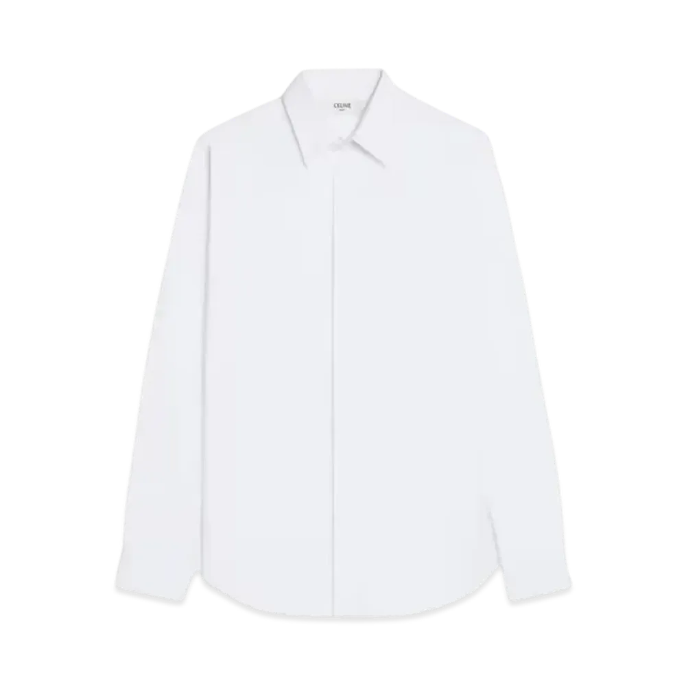 CELINE Men's Loose Shirt in Cotton Poplin "White"