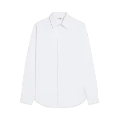 CELINE Men's Loose Shirt in Cotton Poplin "White"
