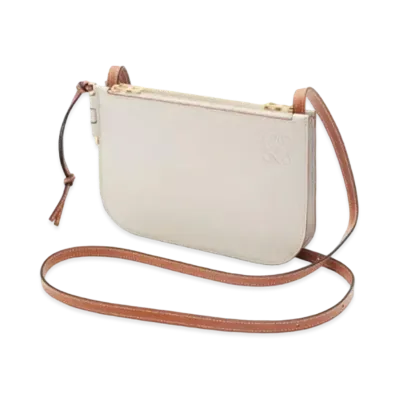 LOEWE Gate Double Zip Pouch In Soft Calfskin "Light Ghost / Ghost"