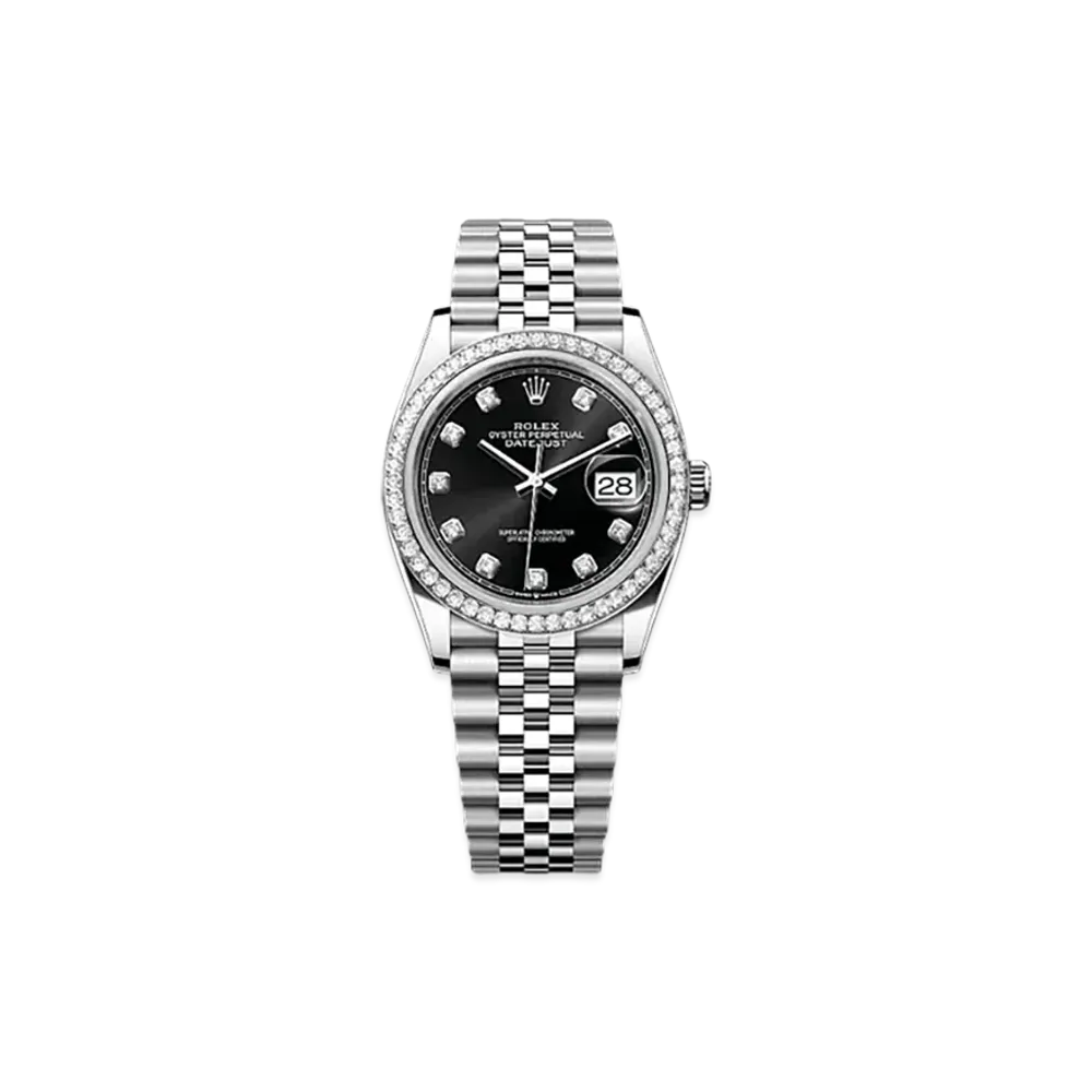 ROLEX Datejust 36 Oystersteel & White Gold Diamonds "Black"