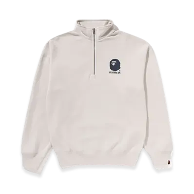A BATHING APE By Bathing Ape Half Zip Sweatshirt "Ivory"