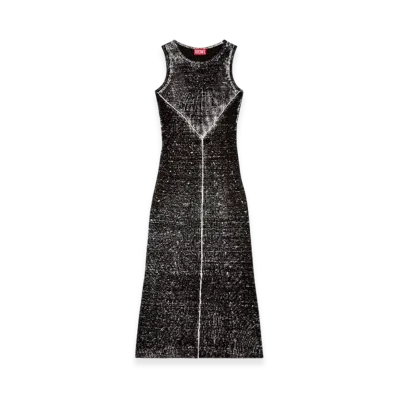 Diesel M-Rab Linen-Knit Dress With Cut-Out Logo "Black"