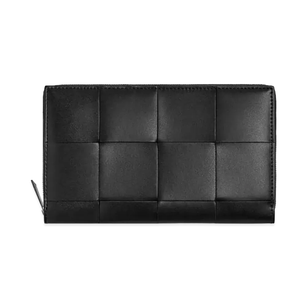 Bottega Veneta Cassette Zip Around Wallet "Black/Glass"