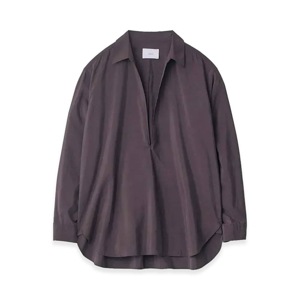 ssstein Silk Nylon Skipper Shirt "Charcoal Brown"