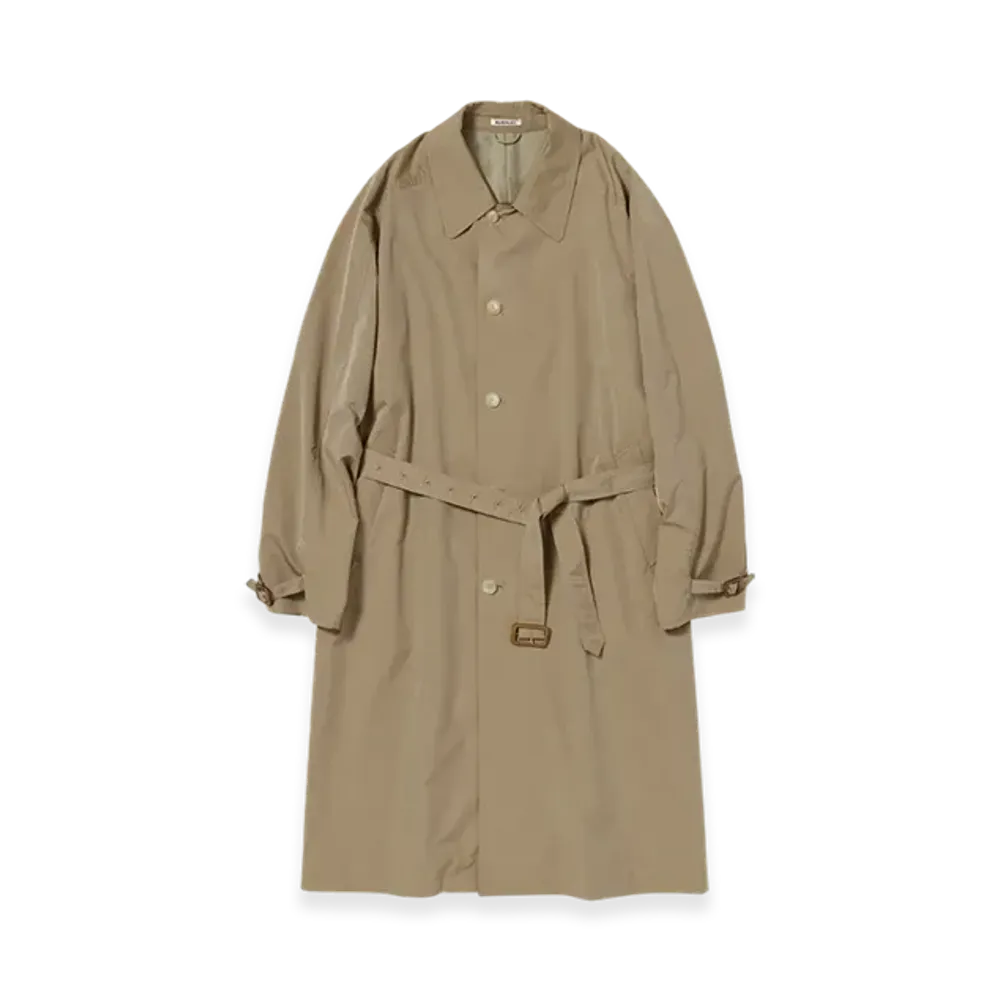 AURALEE Finx Polyester Weather Chambray Soutien Colloar Coat "Brown Chambray"