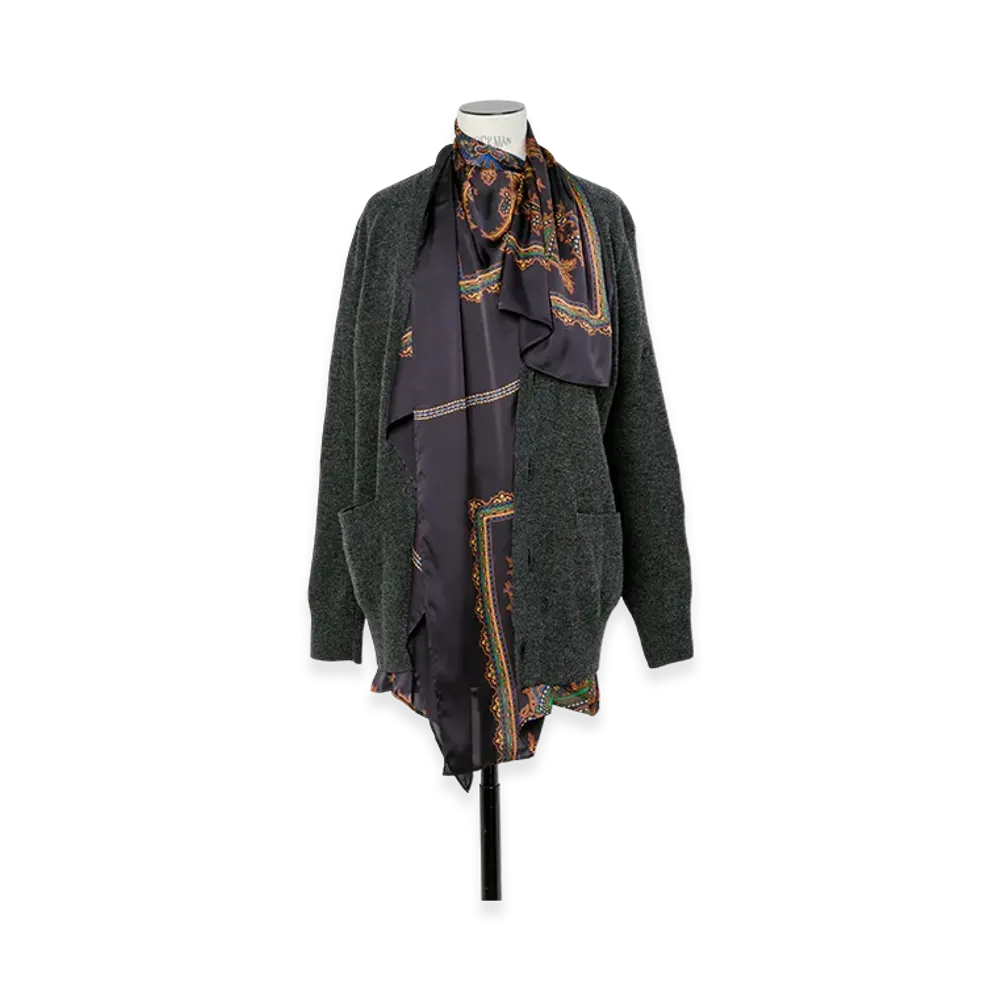 sacai Paisley Print x Wool Knit Cardigan "Charcoal Gray/Navy"