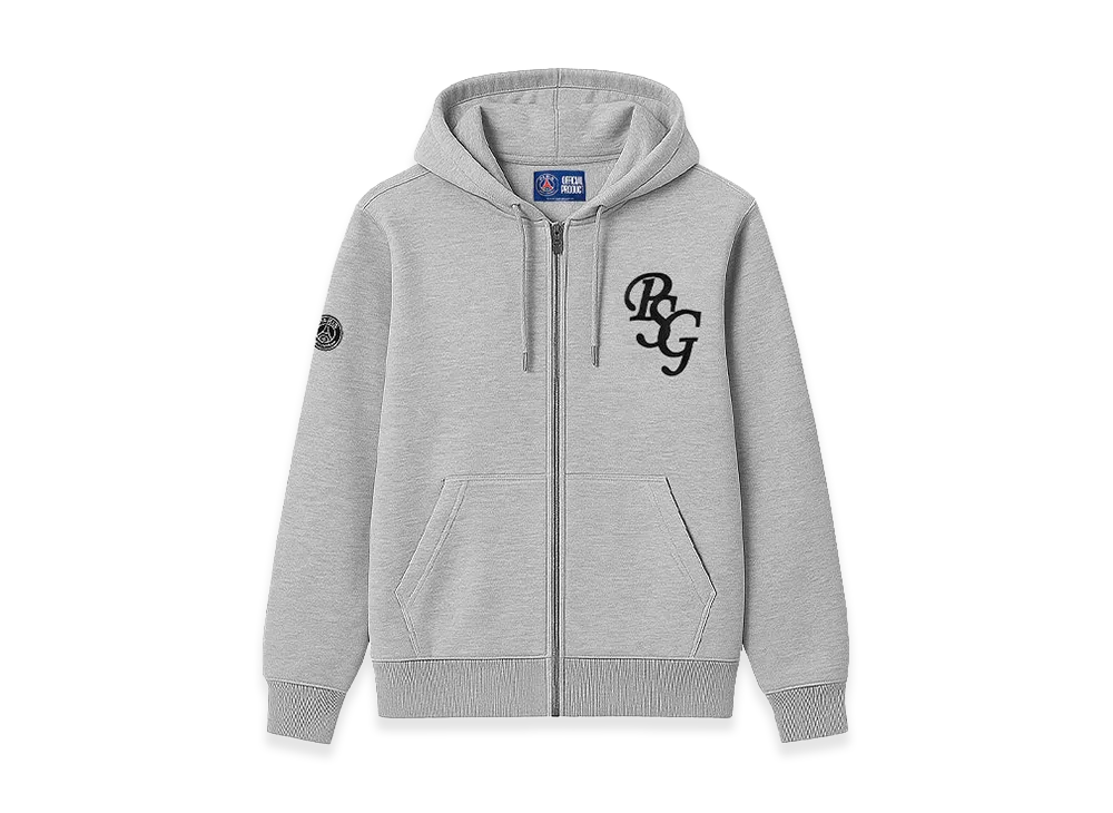 Nike x Paris Saint Germain PSG Logo Embroidered Tech Fleece Full-Zip Hoodie "Gray"