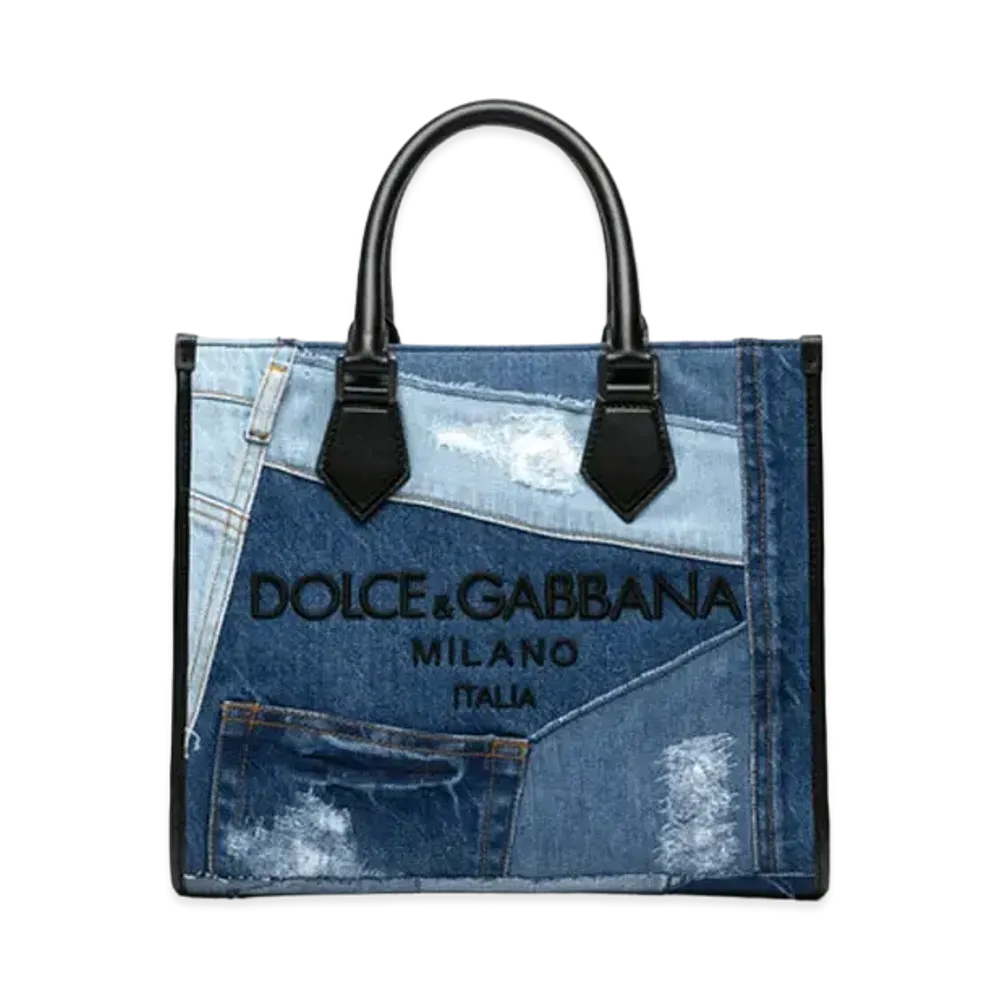 Dolce&Gabbana EDGe Shopping Bag Denim Patchwork Logo "Multicolor"