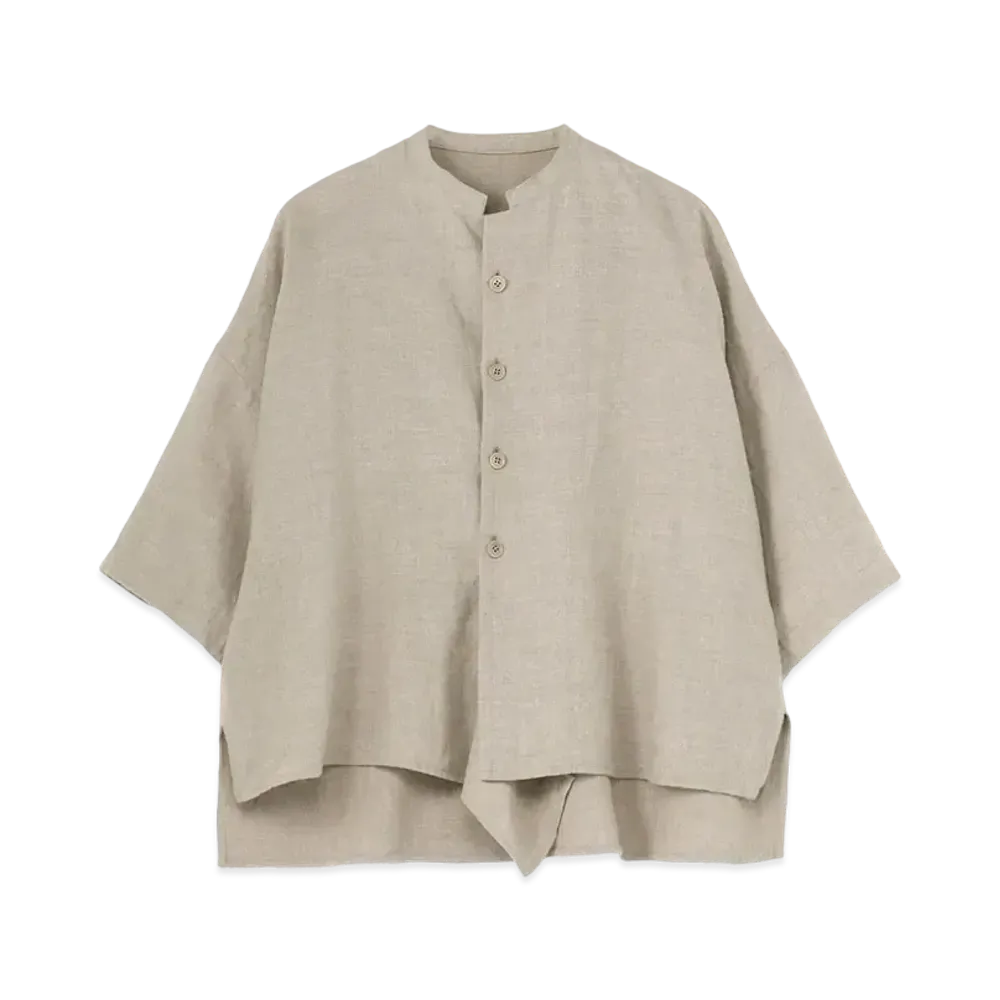 Yohji Yamamoto Y's LINEN WOOL SHORT SLEEVE SHIRT "Beige"