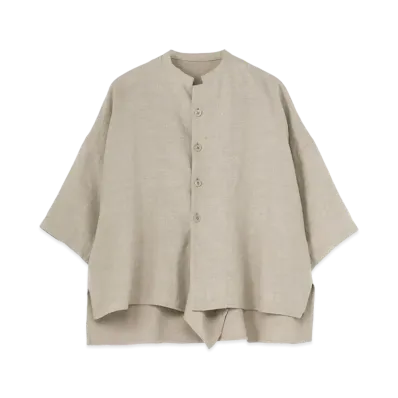 Yohji Yamamoto Y's LINEN WOOL SHORT SLEEVE SHIRT "Beige"