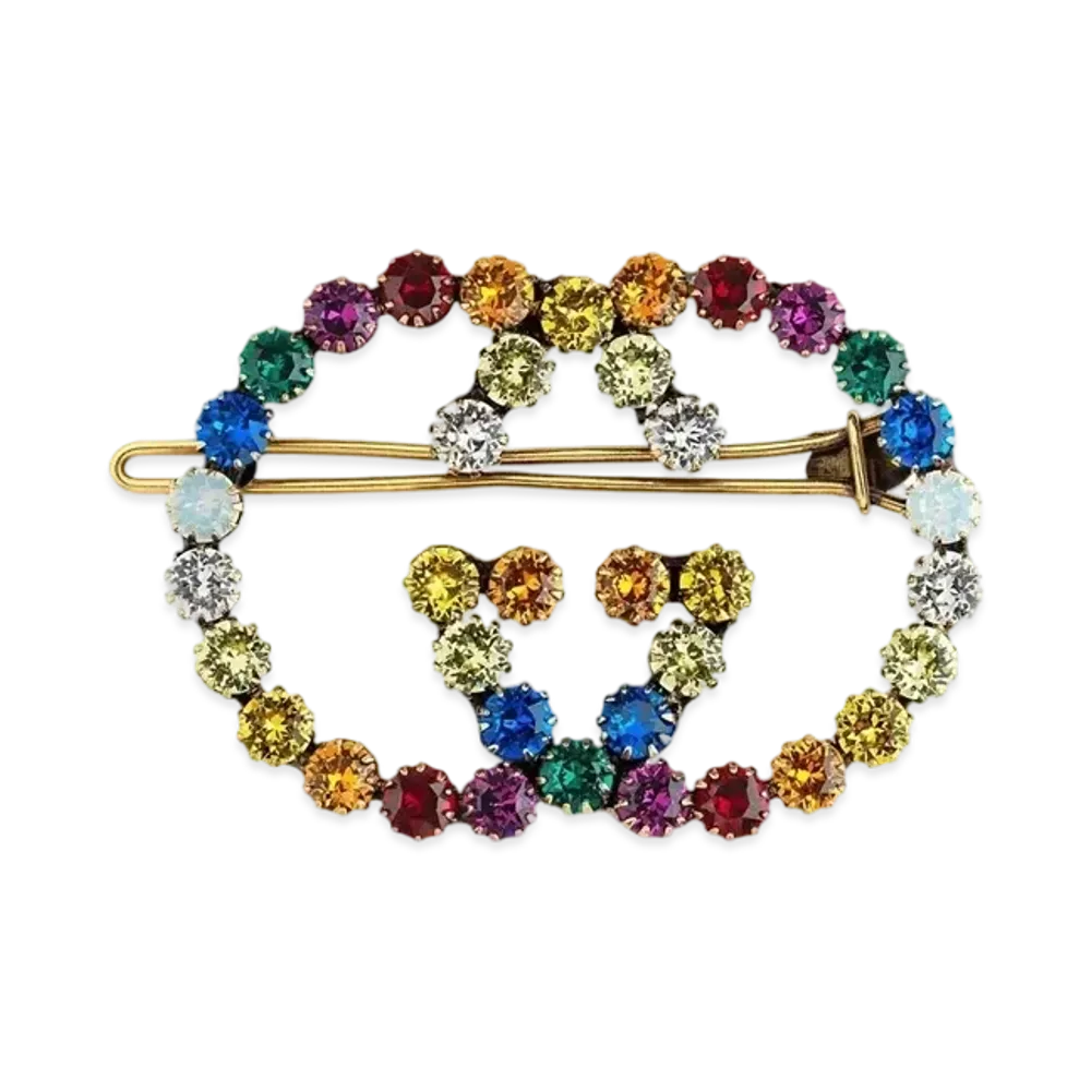 GUCCI Crystal Interlocking Double G Hair Clip