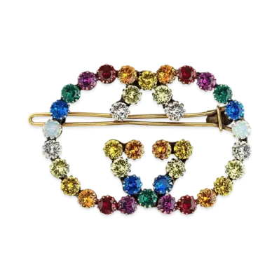 GUCCI Crystal Interlocking Double G Hair Clip