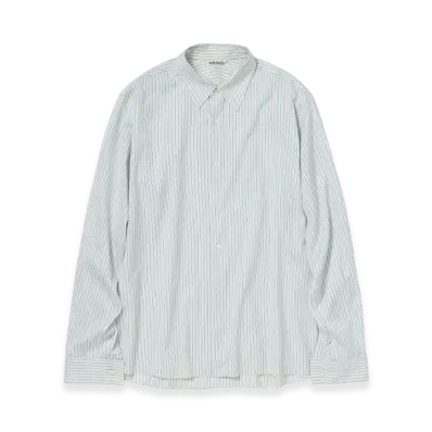 AURALEE Cotton Silk Stripe Double-Cuff Shirt "White"