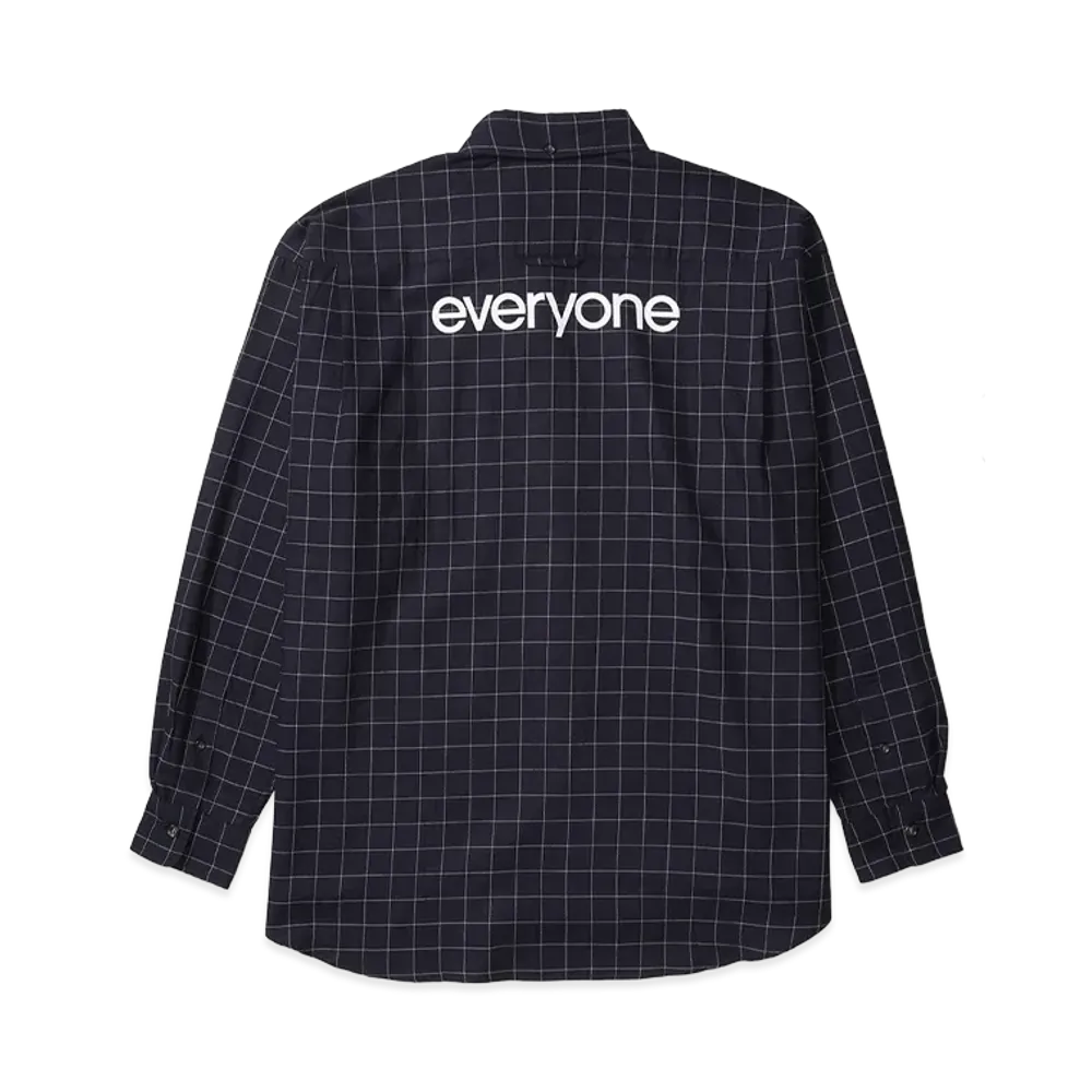 everyone Back Logo Window-Pane Check Button-Down Shirt "Navy"