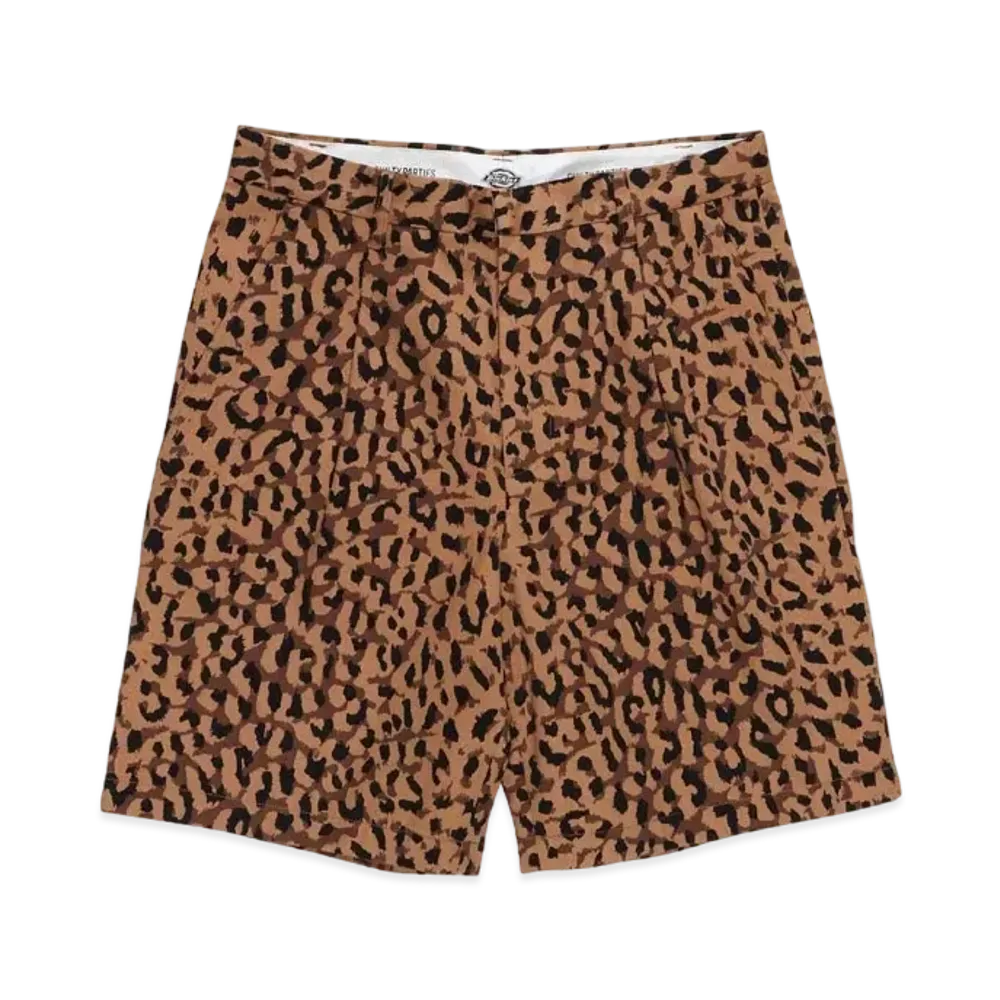 WACKO MARIA DICKIES Leopard PLEATED SHORT TROUSERS "Brown"