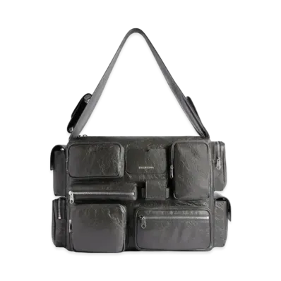 BALENCIAGA Super Busy Large Shoulder Bag "Dark Gray"