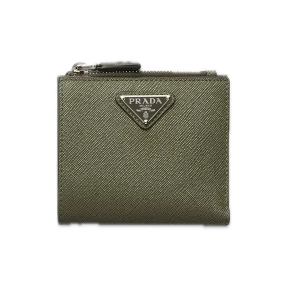 PRADA Saffiano Triangle Wallet "Green"