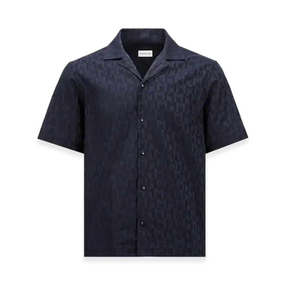 MONCLER Monogram Jacquard Cotton Shirt "Dark Blue"