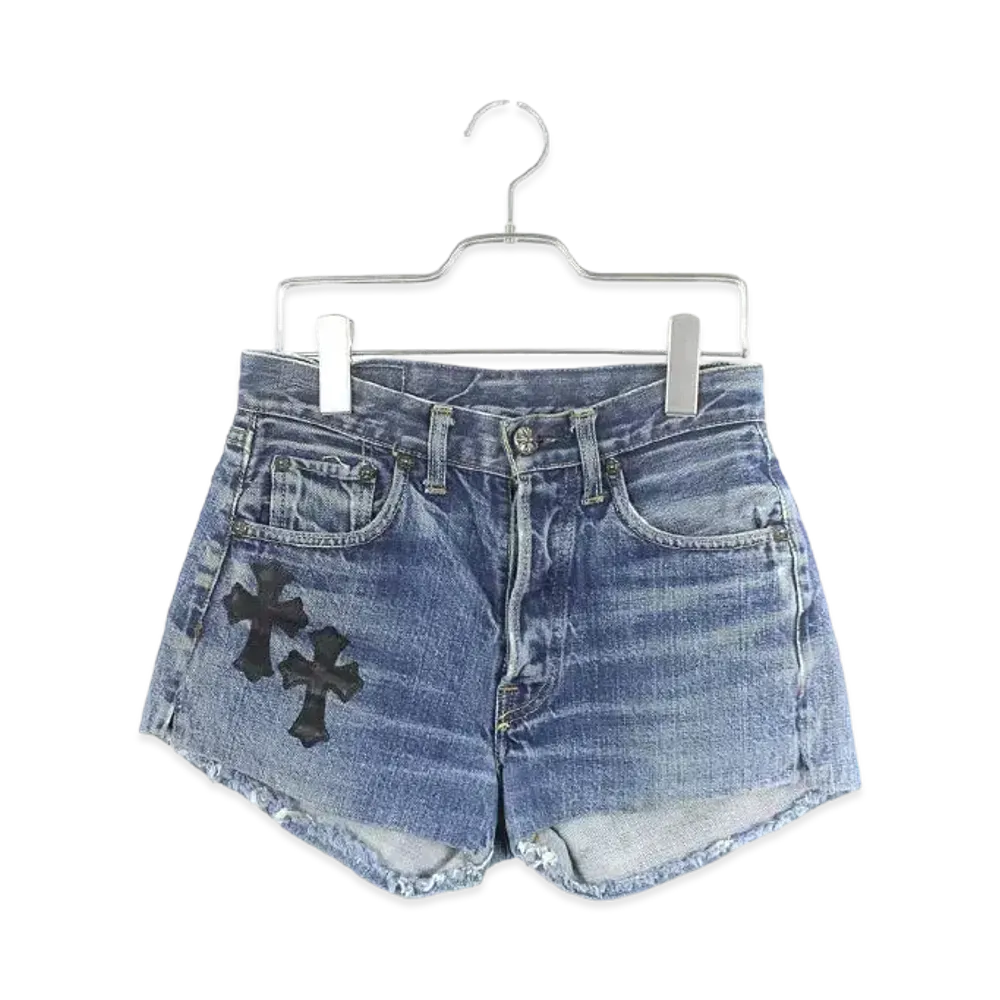 Chrome Hearts Cross Patch Short Denim Pants "Blue"